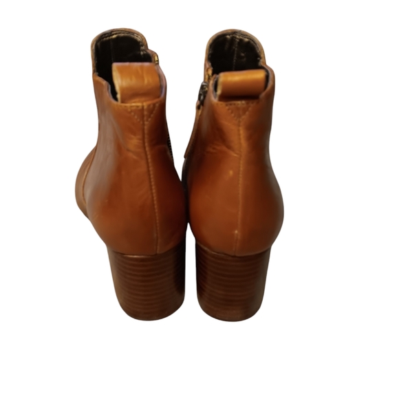 TALBOTS WOMEN'S SIZE 6.5 SIDE ZIPPER HEELED BROWN BOOTS. - Picture 3 of 6